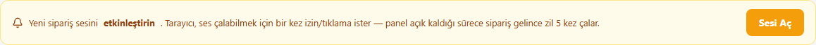 Sipariş sesini açma şeridi